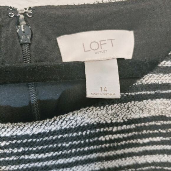 Loft Striped Shift Career Dress Sz 14 Fall Textured - Picture 6 of 9